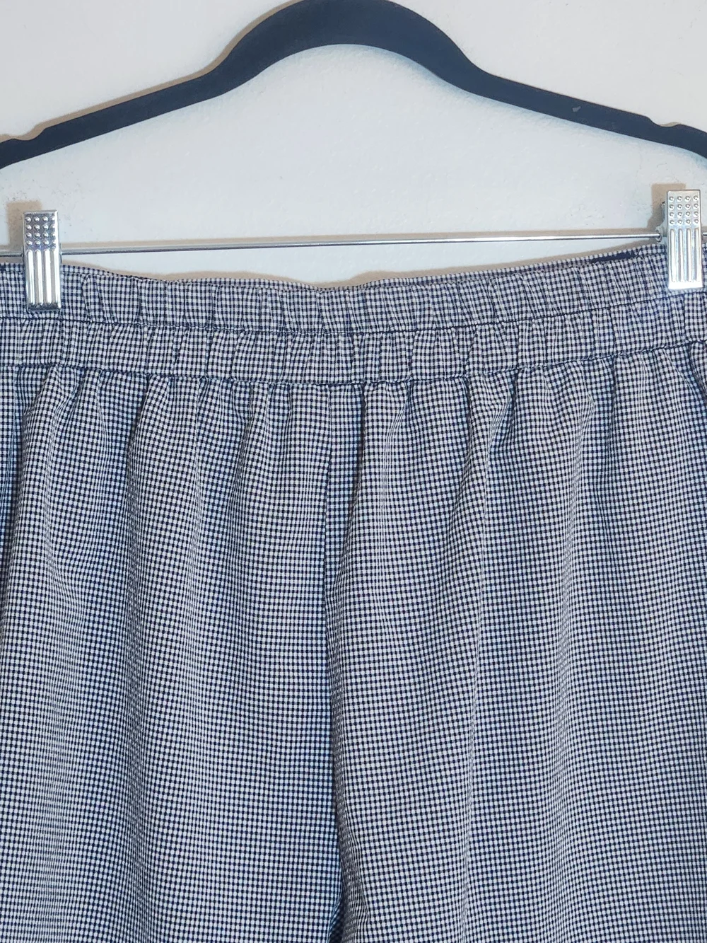 Nicole Miller Navy and White Gingham Tie Waist Shorts Size XL